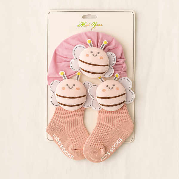 2 Pcs Cap & Socks Set Character Pink - Sunshine