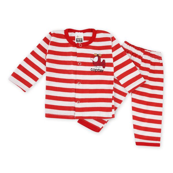 Baby Night Suit Red Stripes - Sunshine