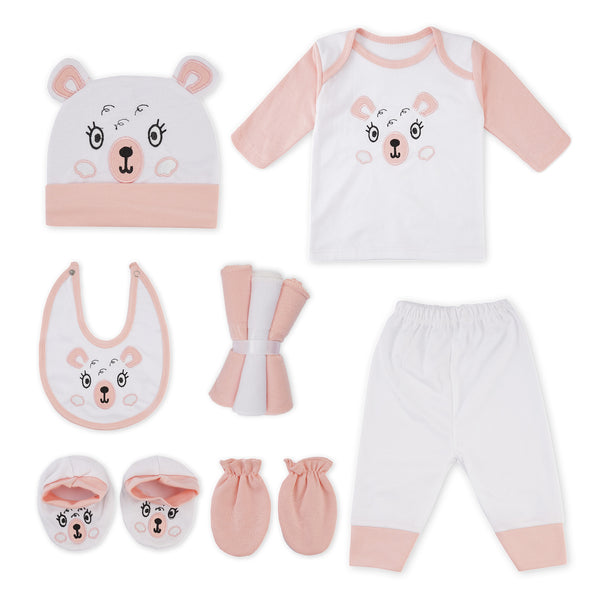 10Pcs Baby Gift Set White & Pink Bear - Sunshine