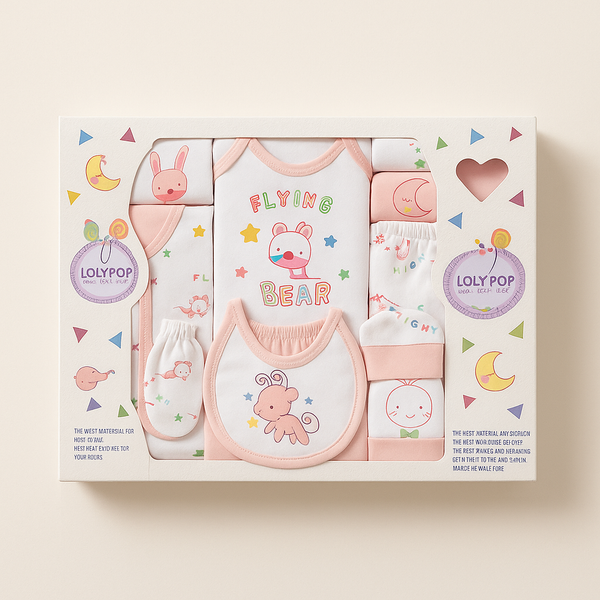 13Pcs Baby Gift Set Flying Bear Pink - Sunshine