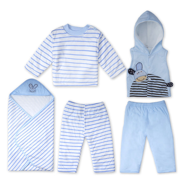 5pcs Baby Warm Gift Set Blue Stripes - Sunshine