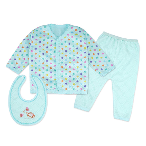 Baby 3Pcs Pajama Set Multicolor Polka Dots Sea Green - Sunshine