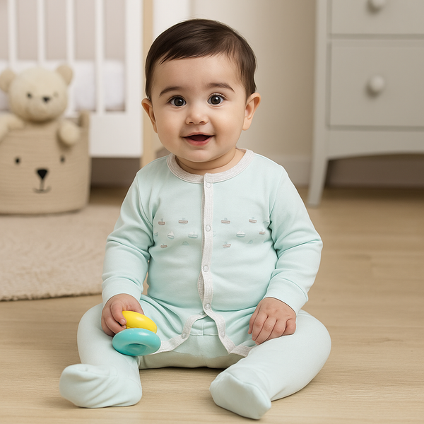 Baby Bodysuit Boats Sea Green - Sunshine