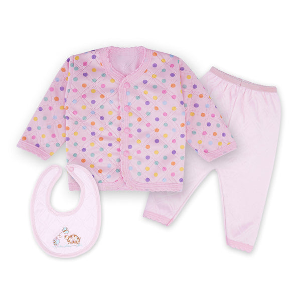 Baby 3Pcs Pajama Set Multicolor Polka Dots Pink - Sunshine