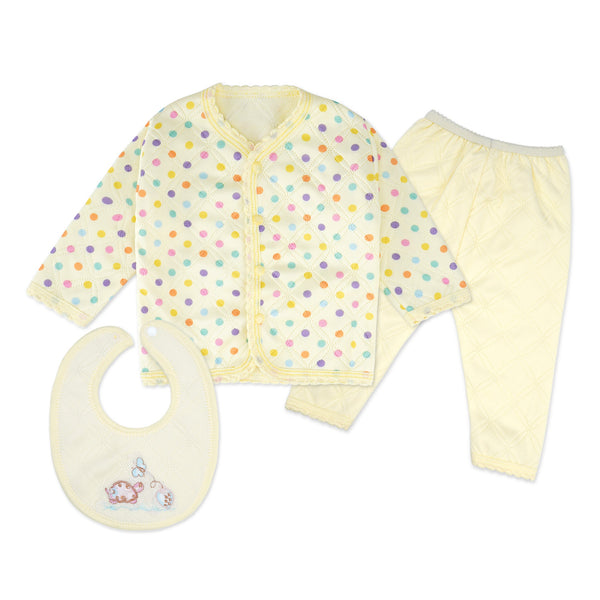 Baby 3Pcs Pajama Set Multicolor Polka Dots Yellow - Sunshine