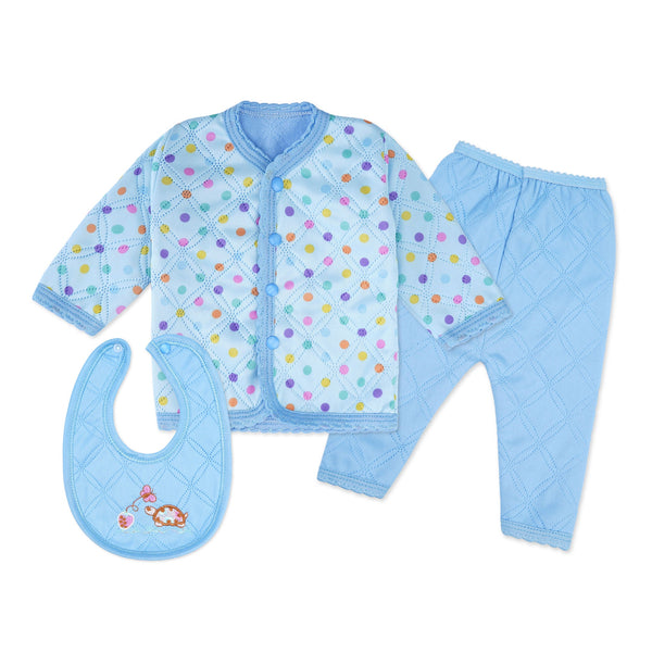 Baby 3Pcs Pajama Set Multicolor Polka Dots Blue - Sunshine