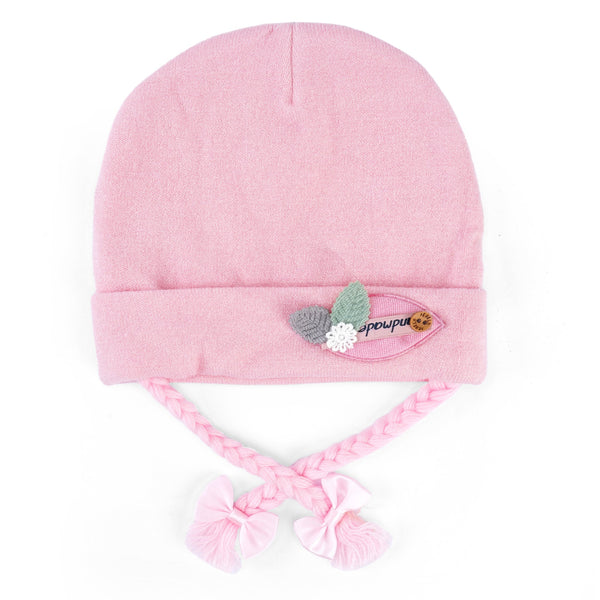 Baby Fleece Cap Bow Pink - Sunshine
