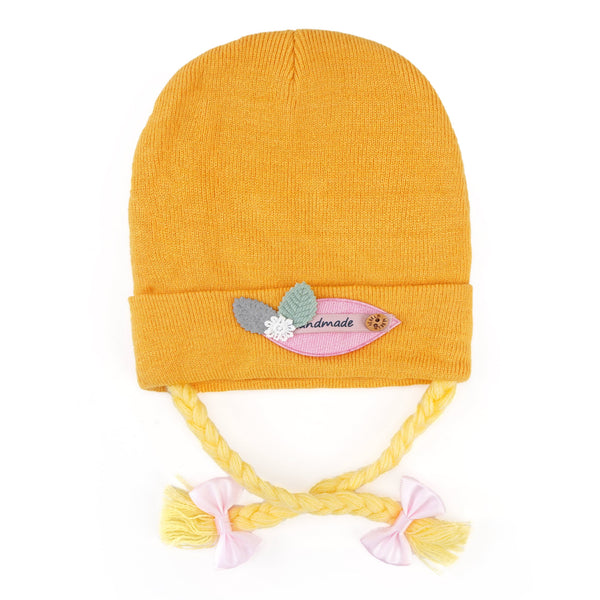 Baby Fleece Cap Bow Yellow - Sunshine