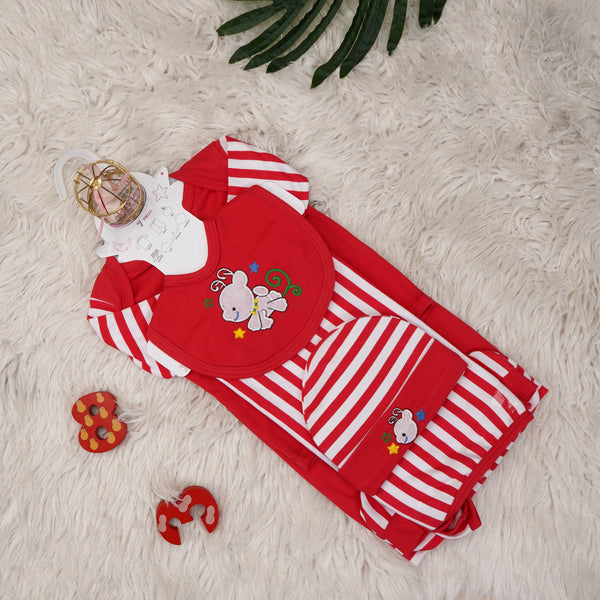 Baby 6Pcs Gift Set Suit Red White Stripes - Sunshine