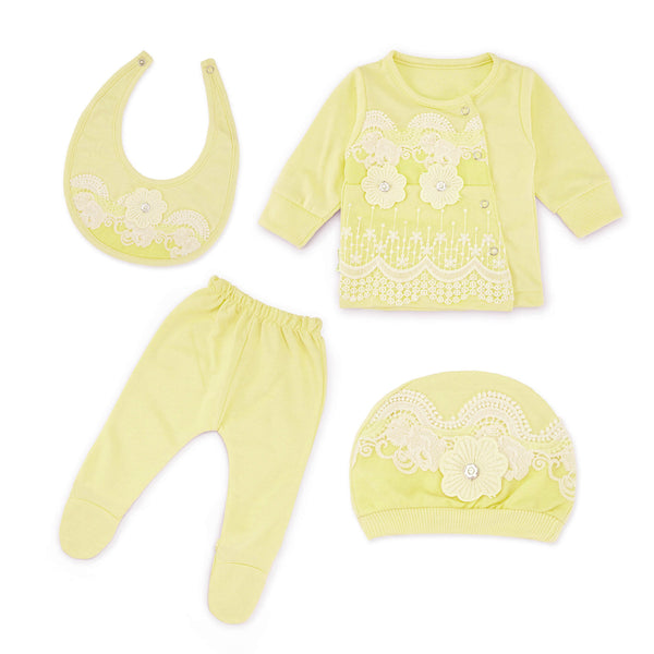 Newborn Baby 4Pcs Embroidered Gift Set Yellow - Sunshine