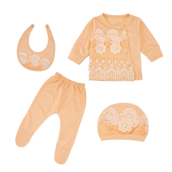 Sunshine Newborn Baby 4Pcs Embroidered Gift Set Orange