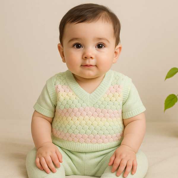 Baby Sleeveless Woolen Sweater Green - Sunshine