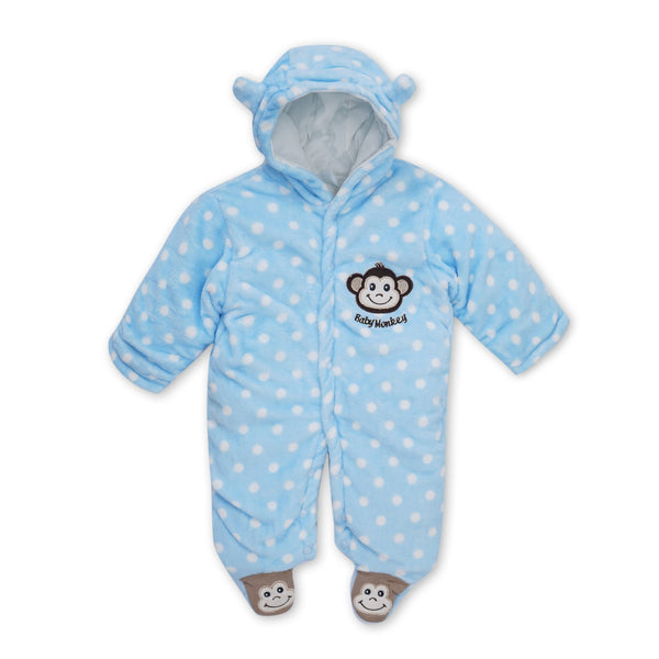 Baby Warm Fleece Romper Monkey Blue - Sunshine