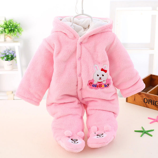 Baby Warm Fleece Romper Rabbit Pink - Sunshine