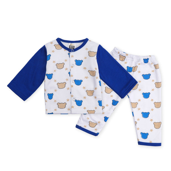 Baby Sleepsuit Fleece Brown Blue Bear - Sunshine