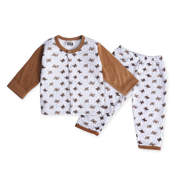 Baby Sleepsuit Fleece Brown Butterfly - Sunshine