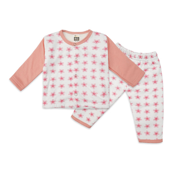 Baby Sleepsuit Fleece Pink Star - Sunshine