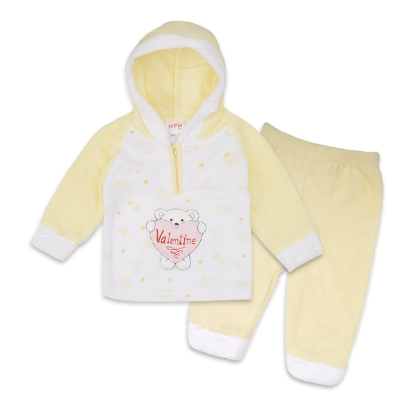 Baby Woolen Hoodie & Pajama Set Bear Yellow - Sunshine
