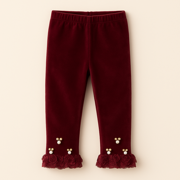 Kids Velvet Tights Maroon - Sunshine