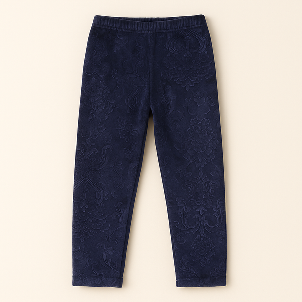 Kids Velvet Tights Printed Navy Blue - Sunshine