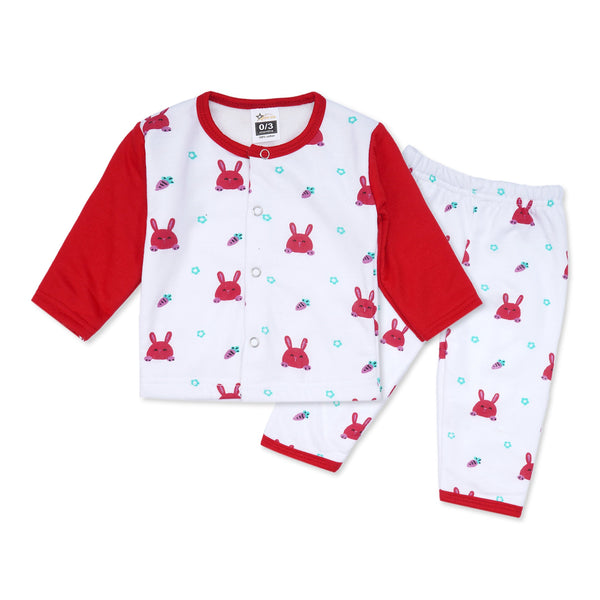 Fleece Baby Night Suit Rabbit Red - Sunshine