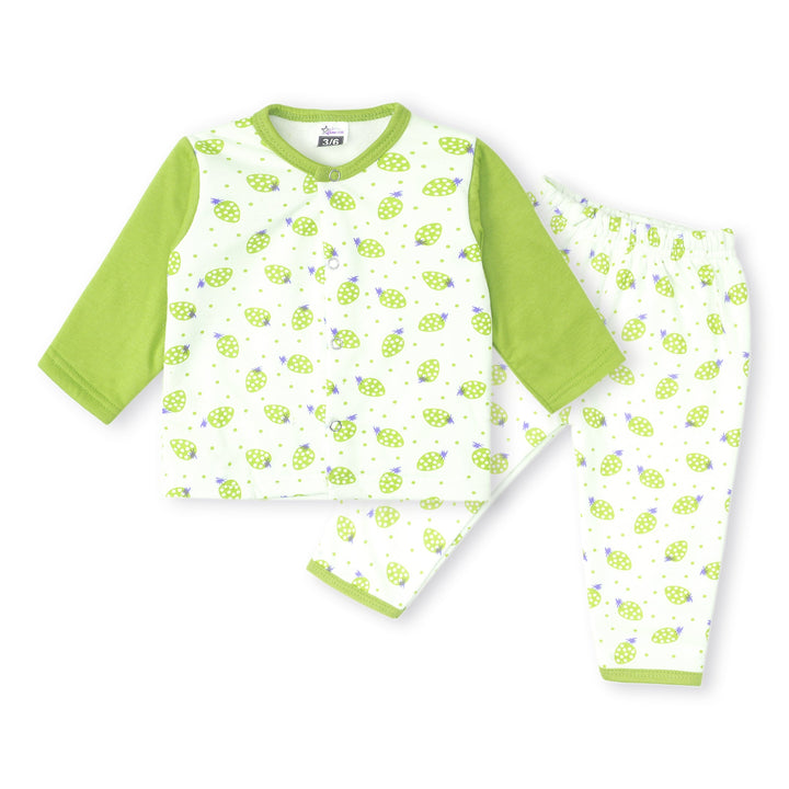 SUNSHINE SLEEPSUIT FLEECE GREEN STRAWBERRY 3-6