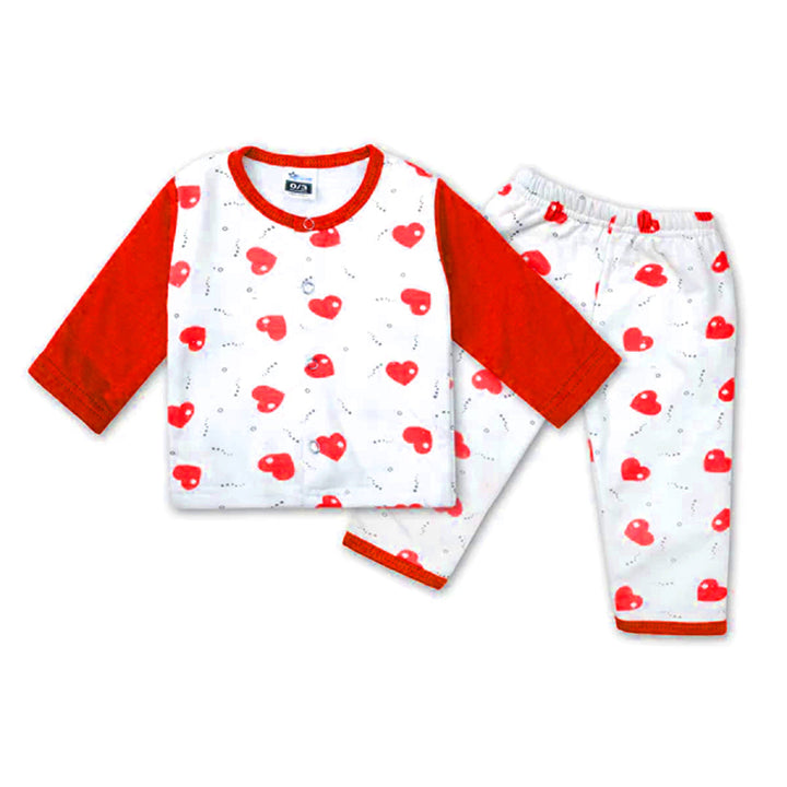 SUNSHINE FLEECE BABY NIGHT SUIT HEARTS RED 3-6M