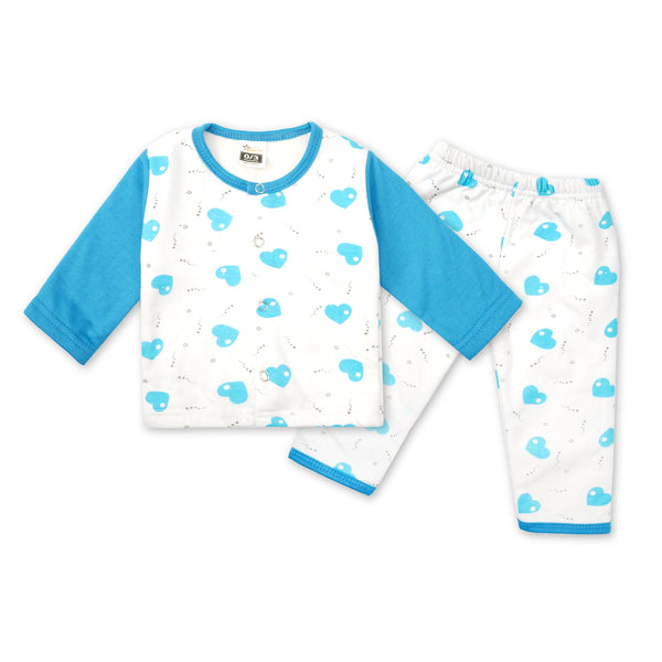 Baby Sleepsuit Fleece Blue Hearts - Sunshine