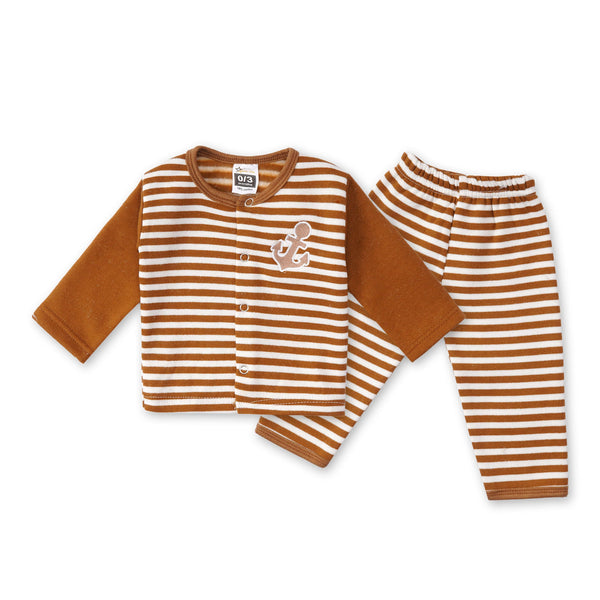 Fleece Baby Night Suit Brown And White - Sunshine