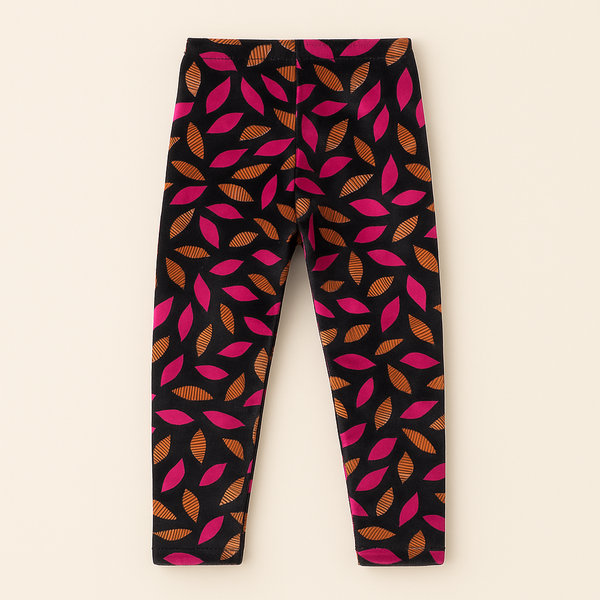 Kids Velvet Tights Flower Pink And Brown - Sunshine