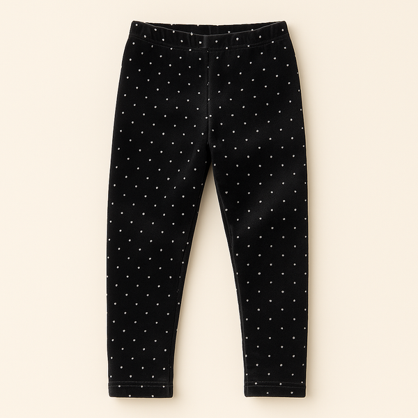 Kids Velvet Tights Polka Dots Black & White - Sunshine