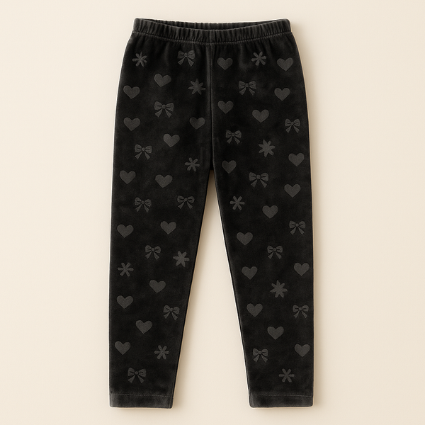 Kids Velvet Tights Heart Dark Grey - Sunshine