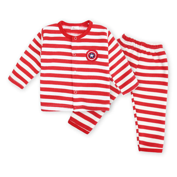 Baby Fleece Night Suit Captain America Red & White - Sunshine