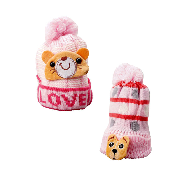 SUNSHINE BABY CAP PACK OF 2 PINK STRIPES