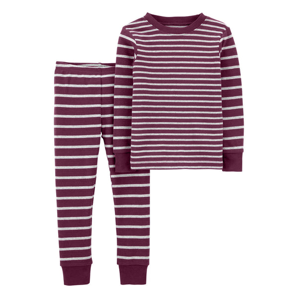 Kids Pajama Set Stripes Baby Maroon - Sunshine