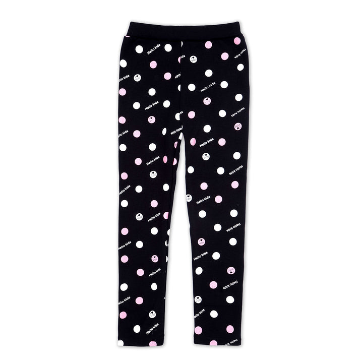 SUNSHINE GIRLS FLEECE TIGHTS POLKA DOTS BLACK NO.80 8-9 Y