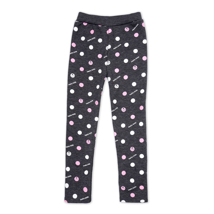 SUNSHINE GIRLS FLEECE TIGHTS POLKA DOTS GREY NO.80 8-9 Y