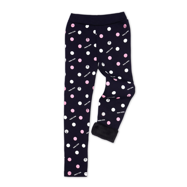 SUNSHINE GIRLS FLEECE TIGHTS POLKA DOTS NAVY BLUE NO.80 8-9 Y