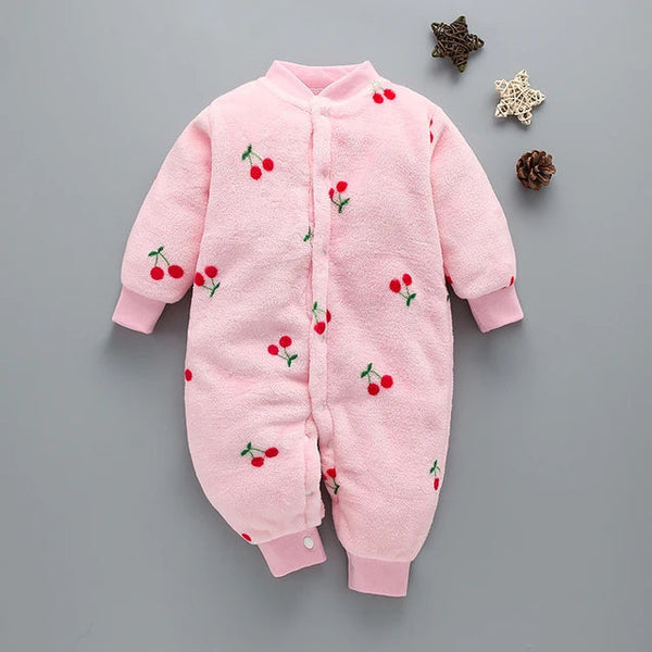 SUNSHINE VELVET ROMPER PINK RED CHERRY NO-90-52(18-24M)