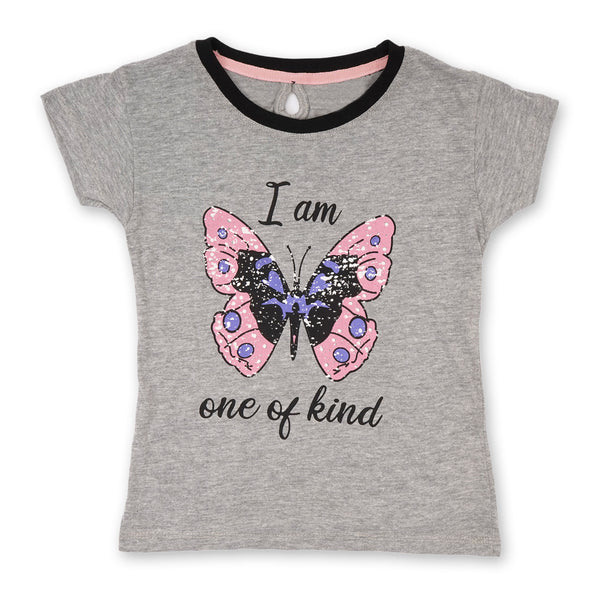 Kids T-Shirt Half Sleeves Butterfly Grey - Bloom Baby