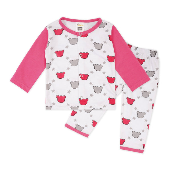 BABY BABY COTTON SUIT BEAR PINK 3-6M