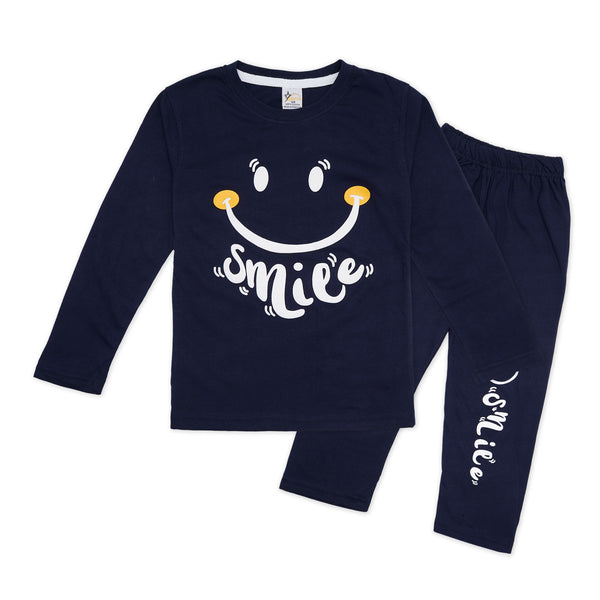 Kids Pajama Set Smile Navy Blue - Sunshine