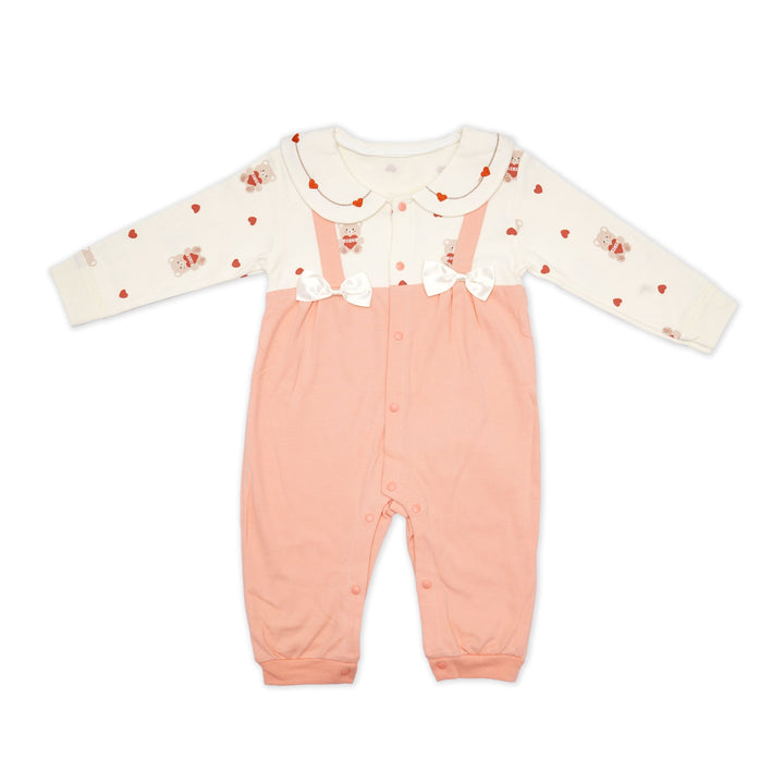 SUNSHINE GIRLS ROMPER WHITE & PINK BOW 90-52 (18-24)