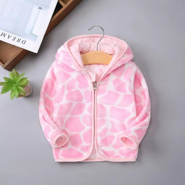 Baby Soft Fleece Zipper Hoodie Leopard Pink - Sunshine