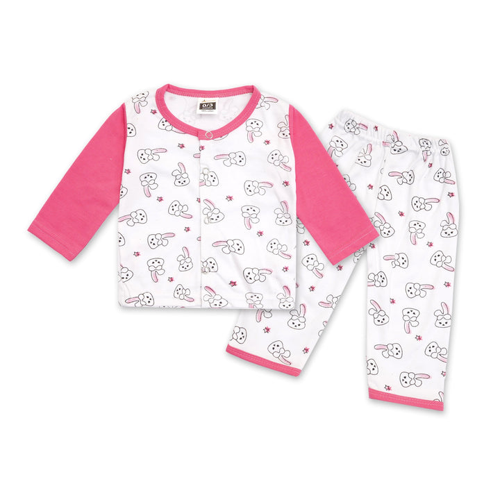 BABY COTTON NIGHT SUIT RABBIT PINK - SUNSHINE (3-6 MONTHS)