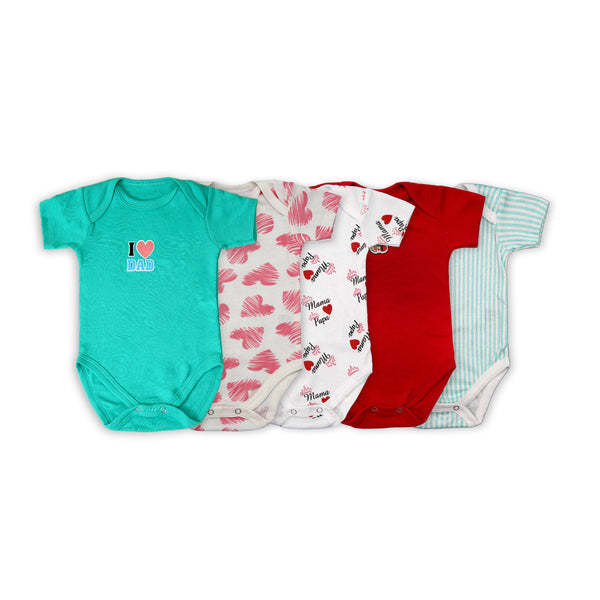 SUNSHINE BODY SUIT SHORTSLEEVE I LOVE DAD SEA GREEN PACK PACK OF 5 18-24M