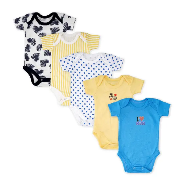Baby Pack Of 5 Bodysuits Mom Blue - Sunshine