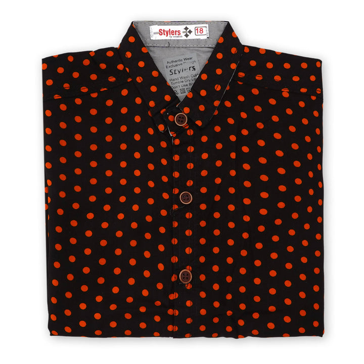 SUNSHINE BOYS POLO HALF SLEEVES POLKA DOTS BLACK NO.26 (9-10) Y