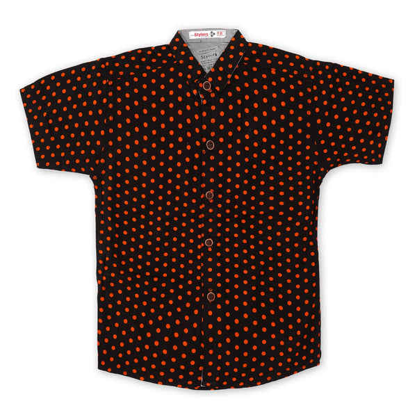 SUNSHINE BOYS POLO HALF SLEEVES POLKA DOTS BLACK NO.26 (9-10) Y