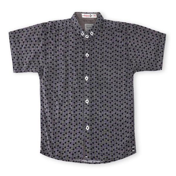 SUNSHINE BOYS POLO HALF SLEEVES SMALL POLKA DOTS GREY NO.24 (7-8) Y